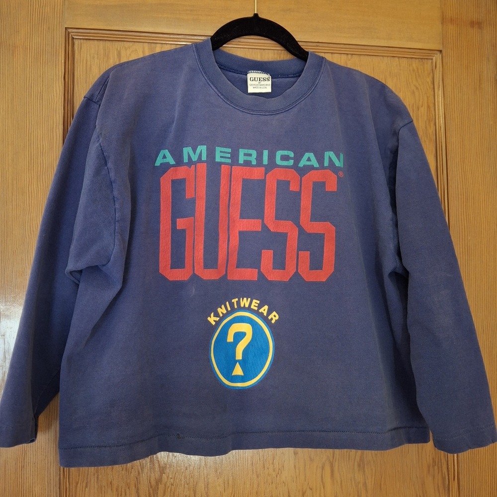 Vintage Guess Blue Graphic Crop Top